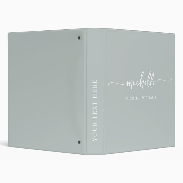 Modern Sage Green Monogram Name Script  Binder (Background)