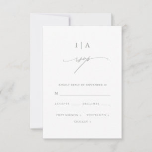 Modern Sage Green Monogram Wedding Rsvp Card