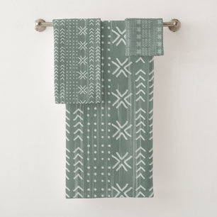 Modern Sage Green Mud cloth African Pattern