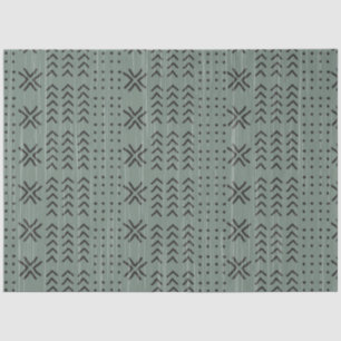 Modern Sage Green Mudcloth African Pattern Tissue Paper
