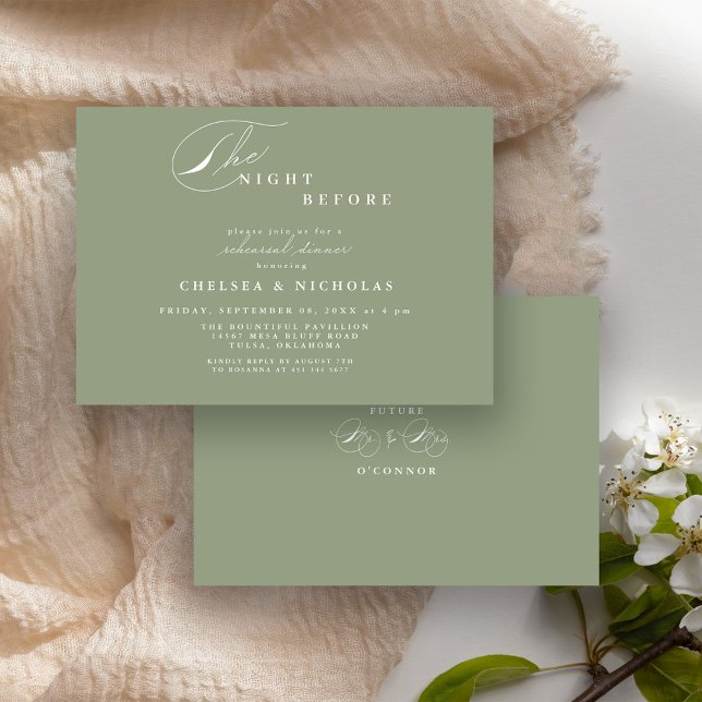 Modern Sage Green Night Before Rehearsal Dinner Invitation (Creator Uploaded)