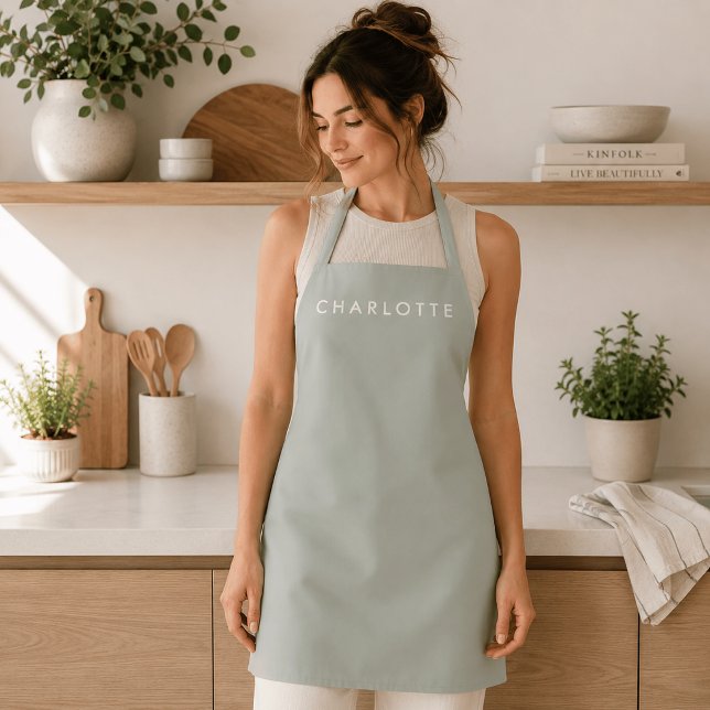 Modern Sage Green Personalized Apron (Creator Uploaded)