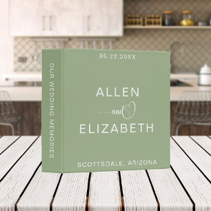 Modern Sage Green Personalized Bride and Groom Binder