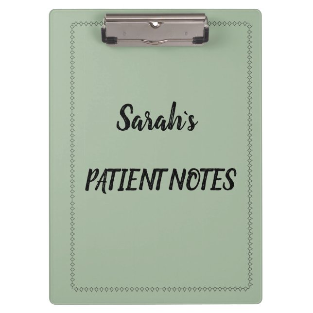 Modern Sage Green Personalized Clipboard (Front)