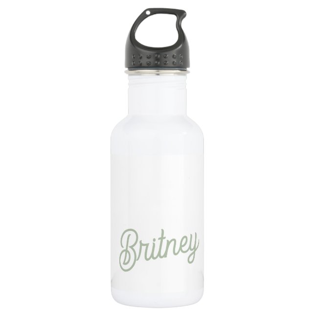 Modern Sage Green Personalized Monogram and Name  532 Ml Water Bottle (Front)