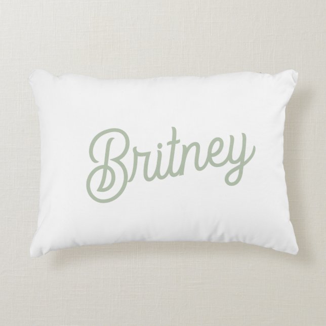 Modern Sage Green Personalized Monogram and Name  Accent Pillow (Front)