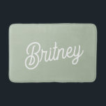 Modern Sage Green Personalized Monogram and Name  Bath Mat<br><div class="desc">The Modern Sage Green Personalized Monogram and Name Bath Mat combines luxury and practicality. Its serene sage green colour adds a touch of elegance to any bathroom decor. Personalize it with your choice of monogram and name for a unique and stylish touch. Made from high-quality, absorbent materials, this bath mat...</div>