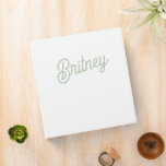 Modern Sage Green Personalized Monogram and Name  Binder<br><div class="desc">The Modern Sage Green Personalized Monogram and Name 3-Ring Binder combines functionality with a sophisticated touch. The sage green colour offers a calm and stylish appearance, while the personalized monogram and name add a unique, customized element. Ideal for organizing documents, notes, or school work, this binder features a durable cover...</div>