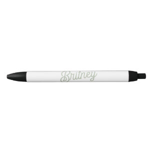Modern Sage Green Personalized Monogram and Name Black Ink Pen