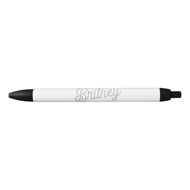 Modern Sage Green Personalized Monogram and Name  Black Ink Pen (Front)