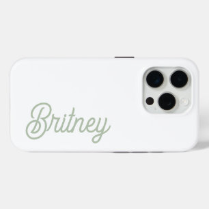 Modern Sage Green Personalized Monogram and Name iPhone 15 Pro Case