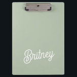Modern Sage Green Personalized Monogram and Name  Clipboard<br><div class="desc">The Modern Sage Green Personalized Monogram and Name Clipboard combines functionality with a personal touch. This clipboard features a chic sage green colour with your monogram and name elegantly displayed, making it both a practical and stylish addition to your workspace. Ideal for jotting down notes, organizing documents, or making a...</div>