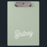 Modern Sage Green Personalized Monogram and Name  Clipboard<br><div class="desc">The Modern Sage Green Personalized Monogram and Name Clipboard combines functionality with a personal touch. This clipboard features a chic sage green colour with your monogram and name elegantly displayed, making it both a practical and stylish addition to your workspace. Ideal for jotting down notes, organizing documents, or making a...</div>