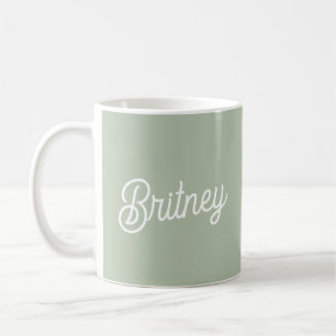Modern Sage Green Personalized Monogram and Name  Coffee Mug