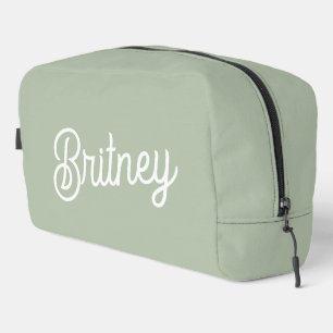 Modern Sage Green Personalized Monogram and Name Dopp Kit
