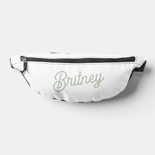 Modern Sage Green Personalized Monogram and Name  Fanny Pack (Lay Down)
