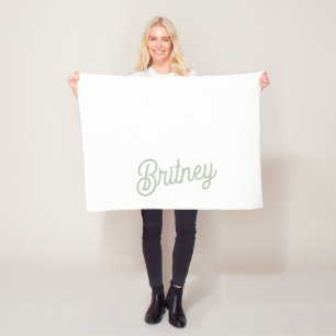 Modern Sage Green Personalized Monogram and Name  Fleece Blanket