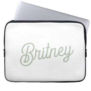 Modern Sage Green Personalized Monogram and Name Laptop Sleeve