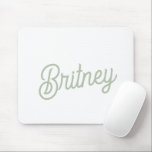 Modern Sage Green Personalized Monogram and Name  Mouse Pad<br><div class="desc">The Modern Sage Green Personalized Monogram and Name Mouse Pad is designed to bring a touch of elegance to your workspace. Featuring a soothing sage green background with your custom monogram and name, it adds a personal and stylish element to your desk. This mouse pad offers a smooth surface for...</div>