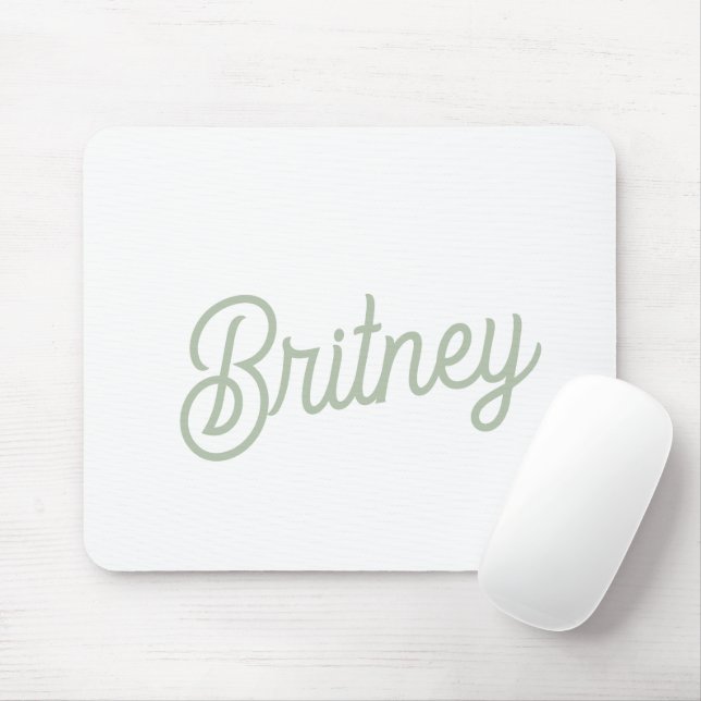 Modern Sage Green Personalized Monogram and Name  Mouse Pad (With Mouse)
