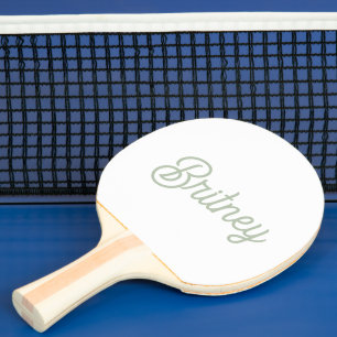 Modern Sage Green Personalized Monogram and Name  Ping Pong Paddle