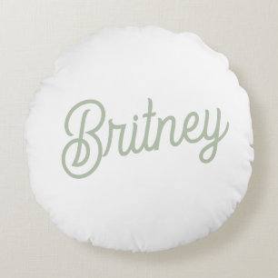 Modern Sage Green Personalized Monogram and Name  Round Pillow