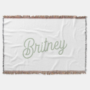 Modern Sage Green Personalized Monogram and Name  Throw Blanket