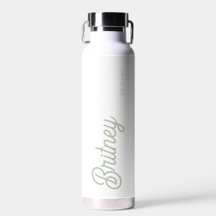 Modern Sage Green Personalized Monogram and Name  Water Bottle