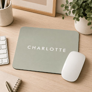 Modern Sage Green Personalized Mouse Pad