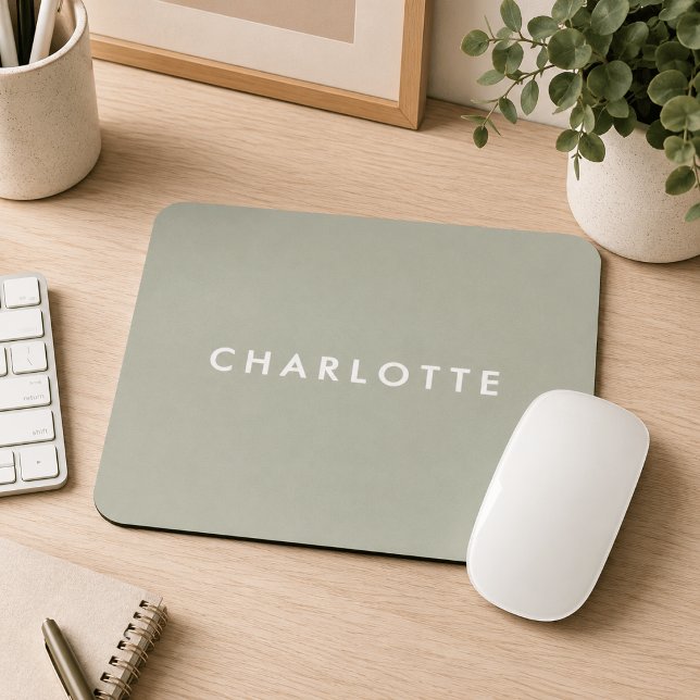 Modern Sage Green Personalized Mouse Pad (Creator Uploaded)