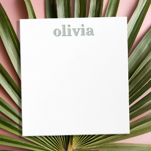Modern Sage Green Personalized Name Notepad