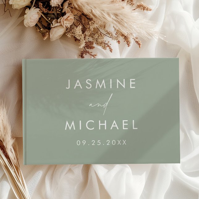 Modern Sage Green Photo Wedding Guest Book (Creator Uploaded)
