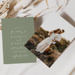Modern Sage Green Photo Wedding Invitation<br><div class="desc">Designed to coordinate with for the «Modern Classic» Wedding Invitation Collection. To change details,  click «Personalize». View the collection link on this page to see all of the matching items in this beautiful design or see the collection here: https://bit.ly/3H2bCfh</div>