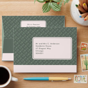 Modern Sage Green Pink Graduation Return Address Envelope