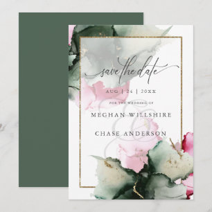 Modern Sage Green Pink Watercolor Abstract