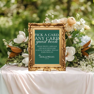 Modern Sage Green Playing Card Wedding Guest Book