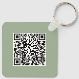 Modern Sage Green QR Code Business Promotional Keychain