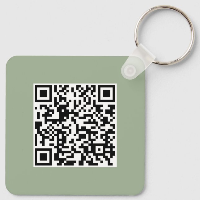 Modern Sage Green QR Code Business Promotional Keychain (Back)