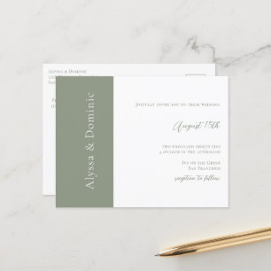 Modern Sage Green QR Code RSVP Online  Wedding  Postcard