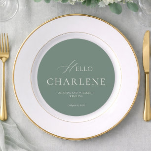 Modern Sage Green Round Wedding Menu