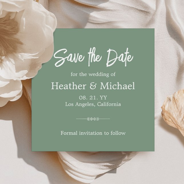 Modern Sage Green Save The Date QR Wedding Invitation (Simplify your RSVP with our QR code save-the-date, adding an unforgettable touch to your special day)