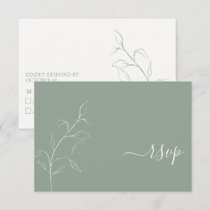 Modern Sage Green Script Botanical No Menu RSVP