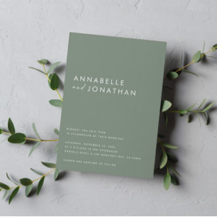 Modern sage green script contemporary wedding invitation