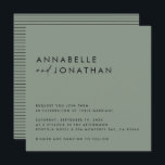 Modern sage green script minimal contemporary invitation<br><div class="desc">Modern classy typography bold wedding invitation card. With modern,  elegant typography and striped backer design. Sage green colour can be customized.</div>