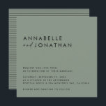 Modern sage green script minimal contemporary invitation<br><div class="desc">Modern classy typography bold wedding invitation card. With modern,  elegant typography and striped backer design. Sage green colour can be customized.</div>