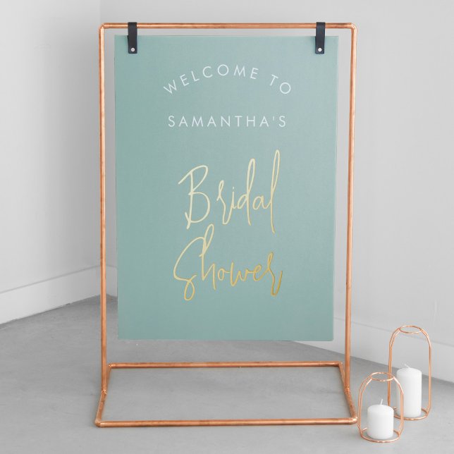 Modern Sage Green Script Welcome Bridal Shower Foil Prints (Creator Uploaded)