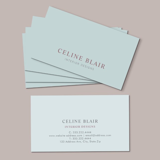 Modern Sage Green Simple Minimalist Business Card (Creator Uploaded)