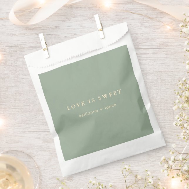 Modern Sage Green Simple Wedding Favour Bag (Clipped)