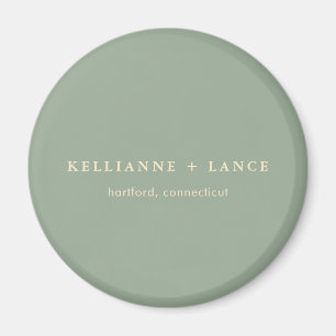 Modern Sage Green Simple Wedding Magnet