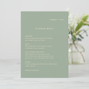 Modern Sage Green Simple Wedding Menu